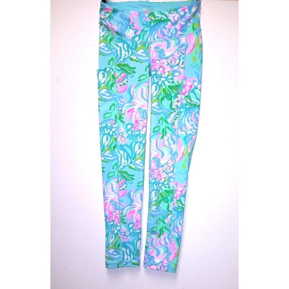 Lily Pulitzer Luxletic Leggings Beautiful Print XXS Excellent blue white pink